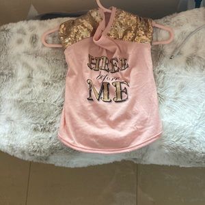 Small dog pink and sequins Heel before Me shirt